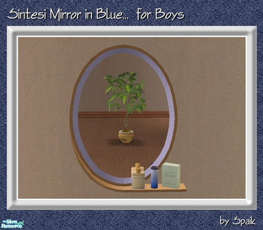 Sims 2 — Sintesi Mirror Blue for Boys by Spaik — Recolour in light blue and pine wood of my Sintesi Bedroom double bed...