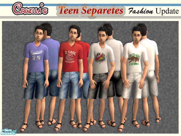 Sims 2 — am_TeenSeparetes by Cruella — Male teen shorts and tees separetes.
