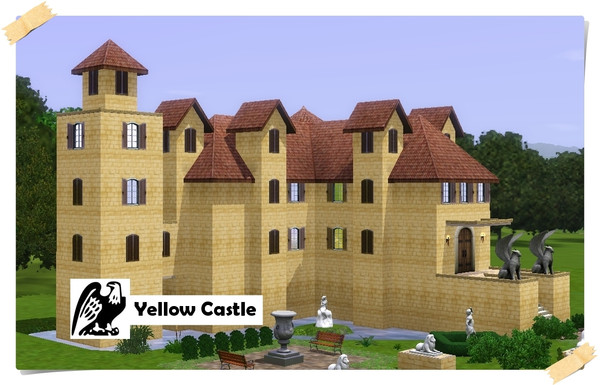 Sims 3 — Yellow Castle by kikoklon — Yellow Castle - a small castle with 2 stories 1 bedroom, 1 bathroom and beautiful