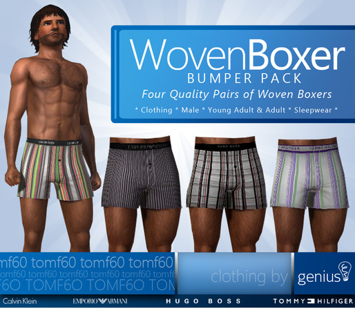 Sims 3 — Woven Boxer Bumper Pack [by genius] by tomf60 — Welcome to genius! My new brand of products for The Sims 3.