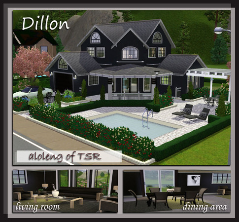 Sims 3 — Dillon by aloleng — 2 bedroom, 1 toilet and bath, 2 car garage with pool home. Large backyard and great