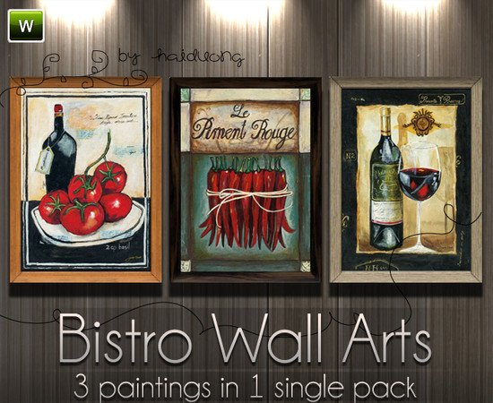 Sims 3 — Bistro Wall Arts  by haiduong — Three very elegant paintings perfect for a bistro or in your sim's kitchen.