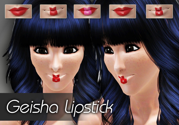 Sims 3 — Geisha Lipstick by TSR Archive — 3 recolourable parts Please enjoy it friends :D