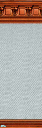 Sims 2 — jsf2CherryBlueLattice by jsf — A bold, new, cherry, crown moulding holds a wallpaper in shades of light blue in