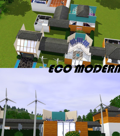 Sims 3 — Eco Modern by Brandonia — This house is a mix of modern and nature. Thanks to all the people who made custom