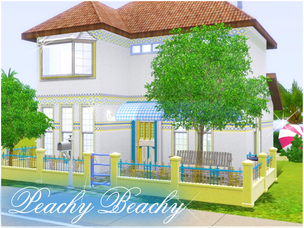 Sims 3 — Peachy Beachy by IceCreamQueen — Peachy Beachy is the cutest beach house, and has a swimming pool in the back