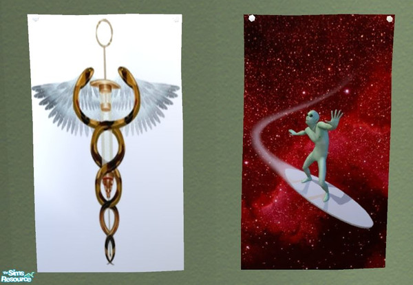 Sims 2 — Medical Symbol- Caduceus Poster by mermaidofthenile — A poster using \"Surfing The Universe\" of the