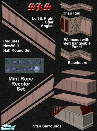 Sims 2 — NewWalls Half Round Dusty Rose Rope Recolor - MGAL by 71robert13 — Everything needed to add a dusty rose rope