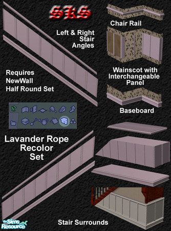 Sims 2 — NewWalls Half Round  Lavander Rope Recolor - MGAL by 71robert13 — Everything needed to add a lavander rope twist