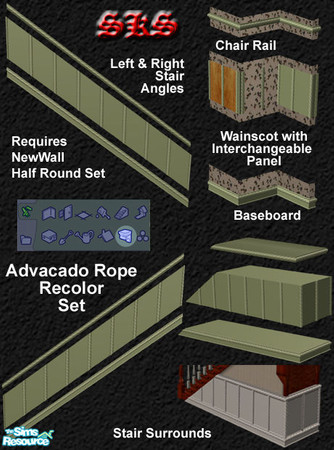 Sims 2 — NewWalls Half Round Advacado Rope Recolor - MGAL by 71robert13 — Everything needed to add an advacado rope twist