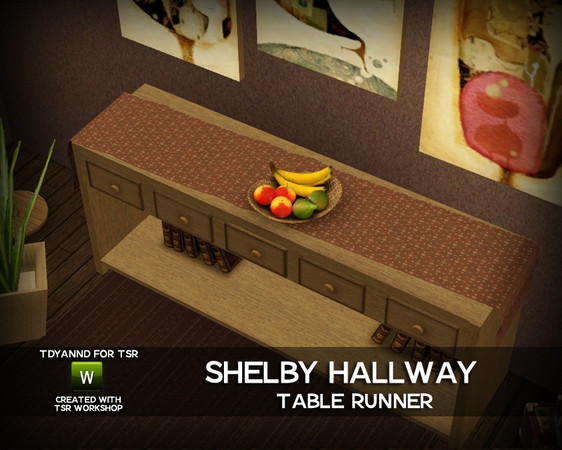 Sims 3 — Shelby Hallway Table Runner by tdyannd — This table runner mesh has one recolorable part and requires the
