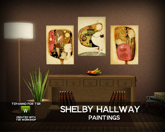 Sims 3 — Shelby Hallway Paints by tdyannd — One mesh with three paintings, the backs and edges are recolorable. 