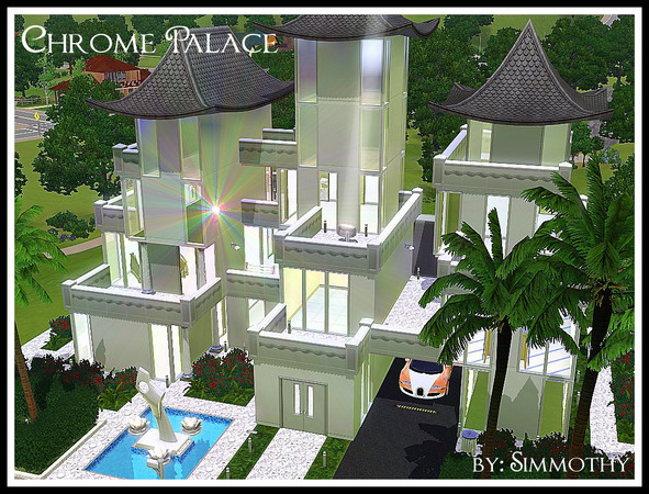 Sims 3 — Chrome Palace by simmothy — SHINY! A house that's bling blingy. Fit for a king or queen. Or both. 3bd, 3 bath,