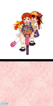 Sims 2 — sisters by skinflin — pastel pink base black border and sister pic..tsraa