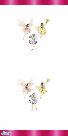 Sims 2 — fairy wall by skinflin — pink border soft pastel fairies..tsraa