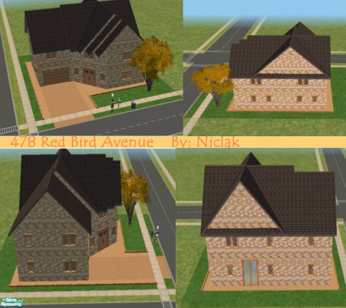 Sims 2 — 478 Red Bird Avenue by niclak — Yet another two-story home that can comfortable hold 4-6 sims. 3 bedrooms and 2