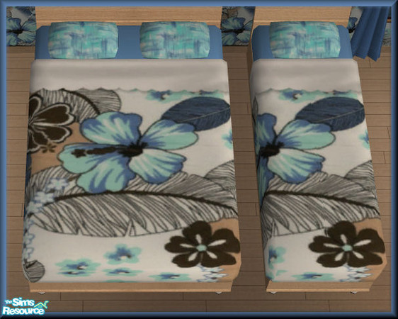 Sims 2 — NK TC37 Matta BR - Bedding, White Sheet by MoMama — A tropical bedding set with white sheet.