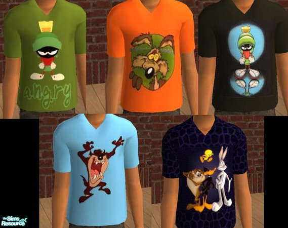 Sims 2 — Looney Tunes Boys Shirts by thunderwitch — Maxis recolor. No mesh required. 
