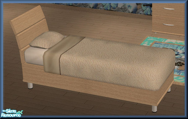Sims 2 — NK TC37 Matta BR - Single Bed by MoMama — A nice light wood single bed for your younger Sims.