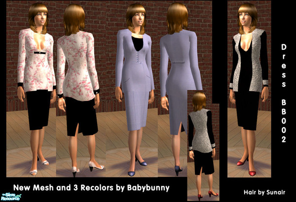 Sims 2 — Dress BB002 by Babybunny — New Mesh with 3 relors. 