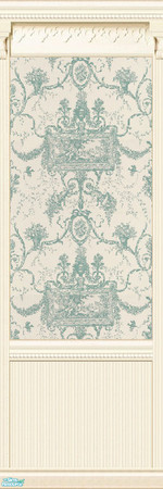 Sims 2 — jsf2CreamPanelAquaToile by jsf — Redesigned with wainscotting, this beadboarded panel holds a blue and ivory