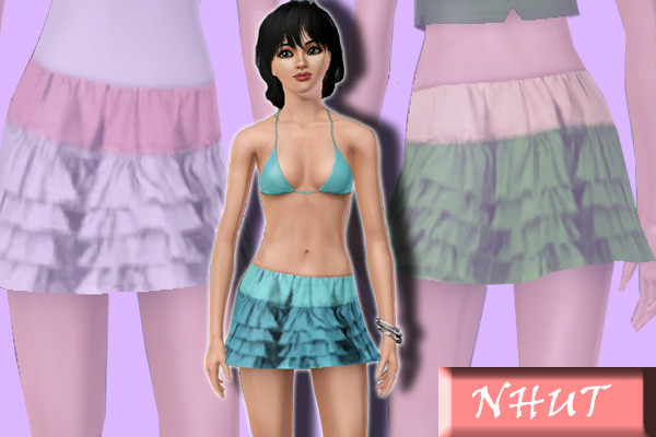 Sims 3 — Ruffle Mini Skirt by nhut — 2 recolorable area . For Young Adult/Adult to wear in EVERYDAY/FORMAL/SWIMMING.Hope