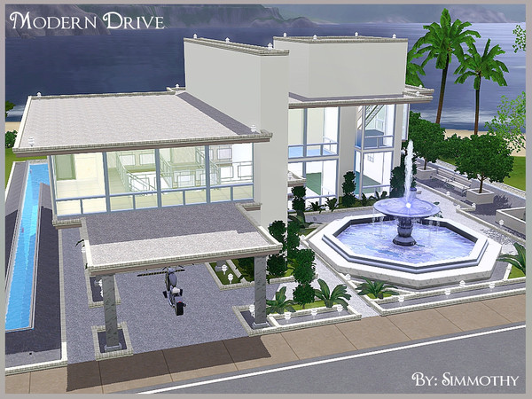 Sims 3 — Modern Drive by simmothy — This modern home has 2 bedrooms with loft 3 baths, Living room, dining area right off