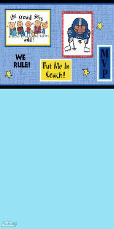 Sims 2 — we rule by skinflin — light blue wall mid blue football cartoon kids border..tsraa
