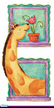 Sims 2 — giraffe wall by skinflin — white wall with giraffe sticker..tsraa