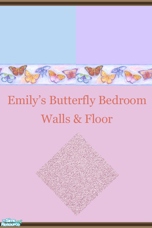 Sims 2 — Emilys Butterfly Bedroom by rhiannon32ga — A beautiful new butterfly wall & floor set based on my niece