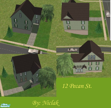 Sims 2 — 12 Pecan St. by niclak — A lovely two-story home perfect for 4-5 sims. Including 3 bedrooms and 2 bathrooms. A