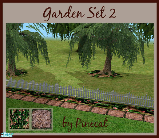 Sims 2 — Ground Cover With Rose Color Flowers by Pinecat — Stepping stones (found in your catalog under