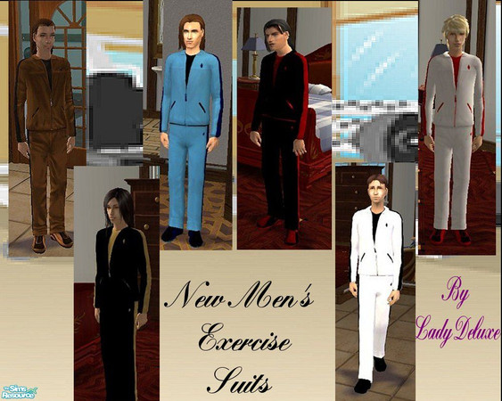Sims 2 — Men's Exercise Set by LadyDeluxe — Fashionable recolors of the men's exercise suits. They need new clothes too!!