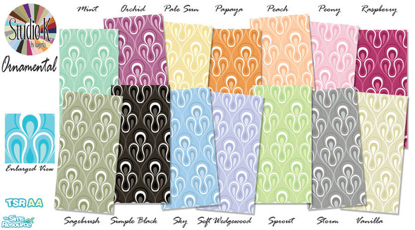Sims 2 — Studio K Ornamental 02 by StudioKhagerks — 15-28 of 28 colors. Can be found under Wallpapers. Coordinates with