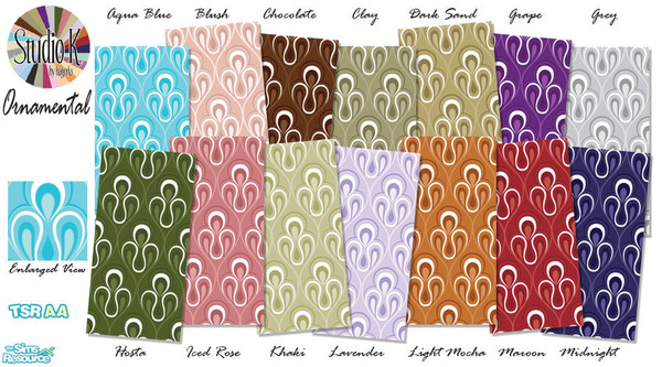 Sims 2 — Studio K Ornamental 01 by StudioKhagerks — 1-14 of 28 colors. Can be found under Wallpapers. Coordinates with