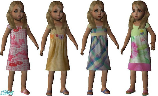 Sims 2 — Sundress Summer Set 1 by windgirl — Summer fun is here for baby girls. There are four dresses in this first set: