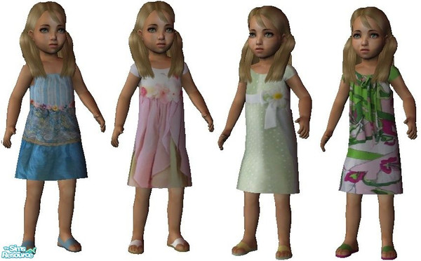 Sims 2 — Sundress Summer - Set 2 by windgirl — Second set of toddler summer dresses. Includes: blue layered dress with