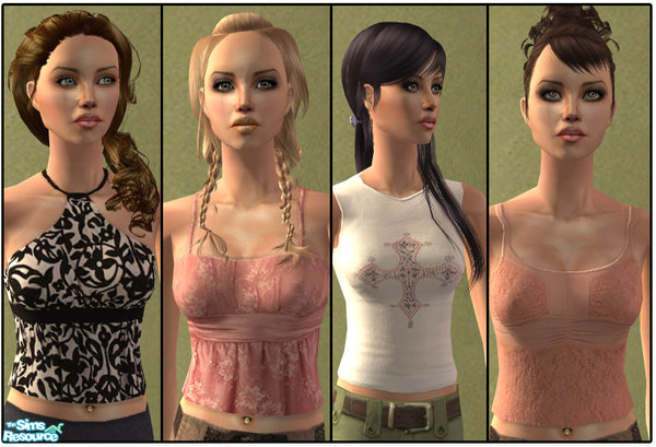 Sims 2 — SO_Collection_207 by Sophel21 — 4 different styled tops. REQ. no mesh or EP. works also for young adult females.
