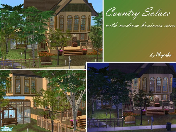 Sims 2 — Country Solace 2 by Alyosha — A medium sized cottage with a first floor business area. Fully Furnished and