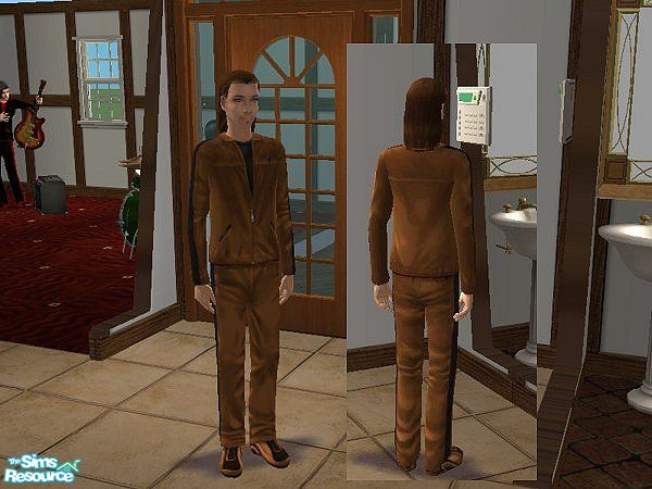 Sims 2 — Bronze and Black Men's Exercise Suit by LadyDeluxe — A fashionable recolor of the original exercise suit for