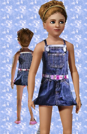 Sims 3 — DD06_child Denim dress by CandyDolluk — blue denim dress with pink belt for child female also color channel