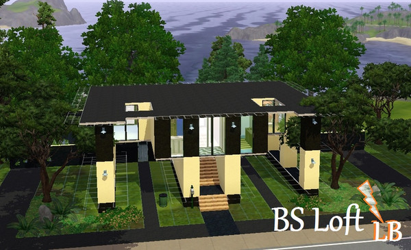 Sims 3 — BS Loft by Lanebran — BS loft includes 1 bath, 2 beds, 1 kitchen, 1 patio, pool, picnic area, big backyard.