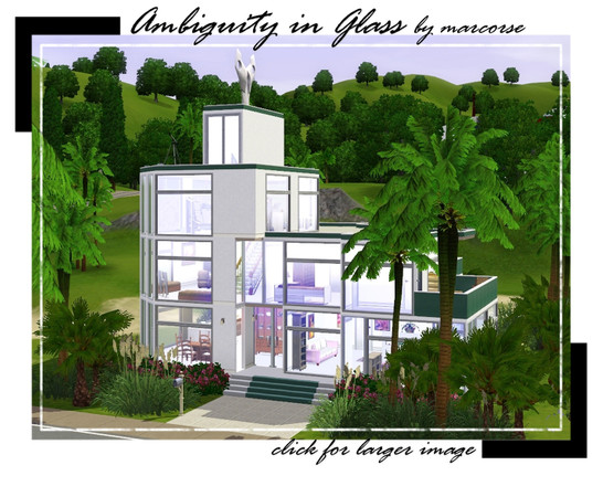 Sims 3 — Ambiguity in Glass by marcorse —  Although named for the striking sculpture atop the highest point of the