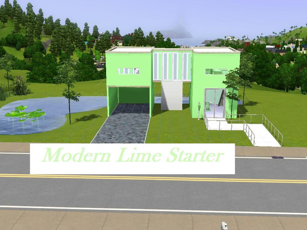 Sims 3 — Modern Lime Starter by sorayda — Hello everybody, This is my first upload. This modern house is suited for a