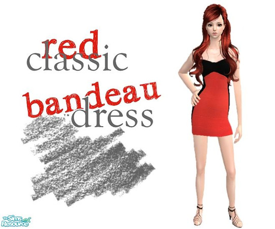 Sims 2 — Red classic bandeau Dress by terraNATURii — It\'s my first creation, I hope you enjoy it! :) If mesh or item