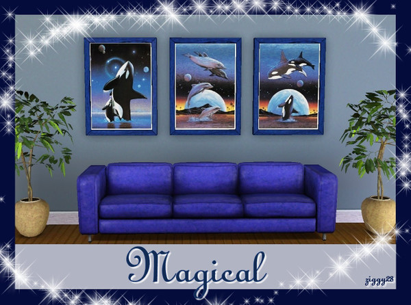 Sims 3 — Magical  by ziggy28 — A set of three paintngs featuring Orca's and Dolphins by the artist Alan Metz. Cloned from