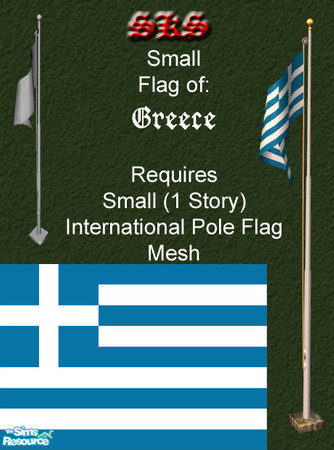 Sims 2 — Small Flag - Greece by 71robert13 — Small Greek Flag for the 1 story flag pole for your yard. Multiple flags