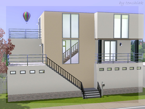 Sims 3 — Modern House by tenshiak — No CC. For sims who love house parties.