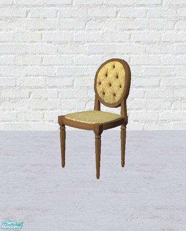 Sims 2 — Tufted Dining Chair in Yellow Floral and Gold by salixlikescake — Yellow floral tufted upholstered back with a