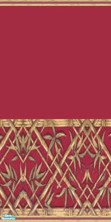 Sims 2 — Wine Faux Bamboo by darci321 — Vintage wine colored wallpaper with gold gild bamboo design all set to be placed